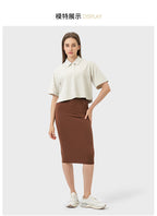 Womens Casual 80%nylon 20%spandex Long Skirt DSS088 print logo 25