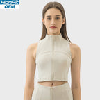 Womens Yoga Cropped 87%nylon 13%spandex Sleeveless Jacket DSS093 print logo 5