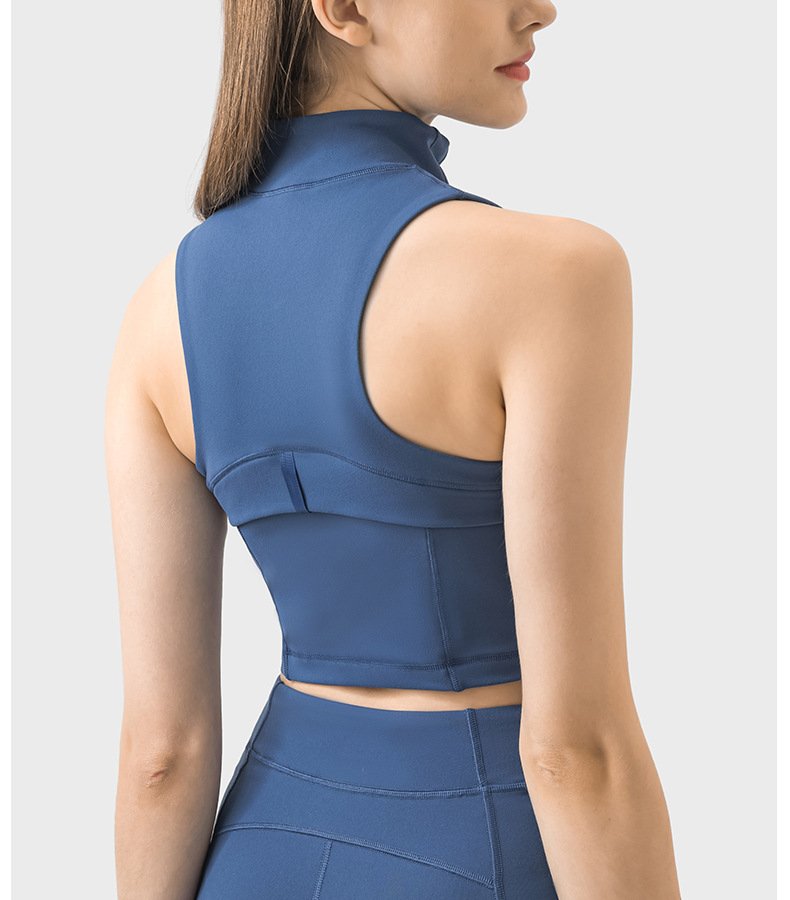 Womens Yoga Cropped 87%nylon 13%spandex Sleeveless Jacket DSS093 print logo 33