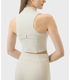 Womens Yoga Cropped 87%nylon 13%spandex Sleeveless Jacket DSS093 print logo 29