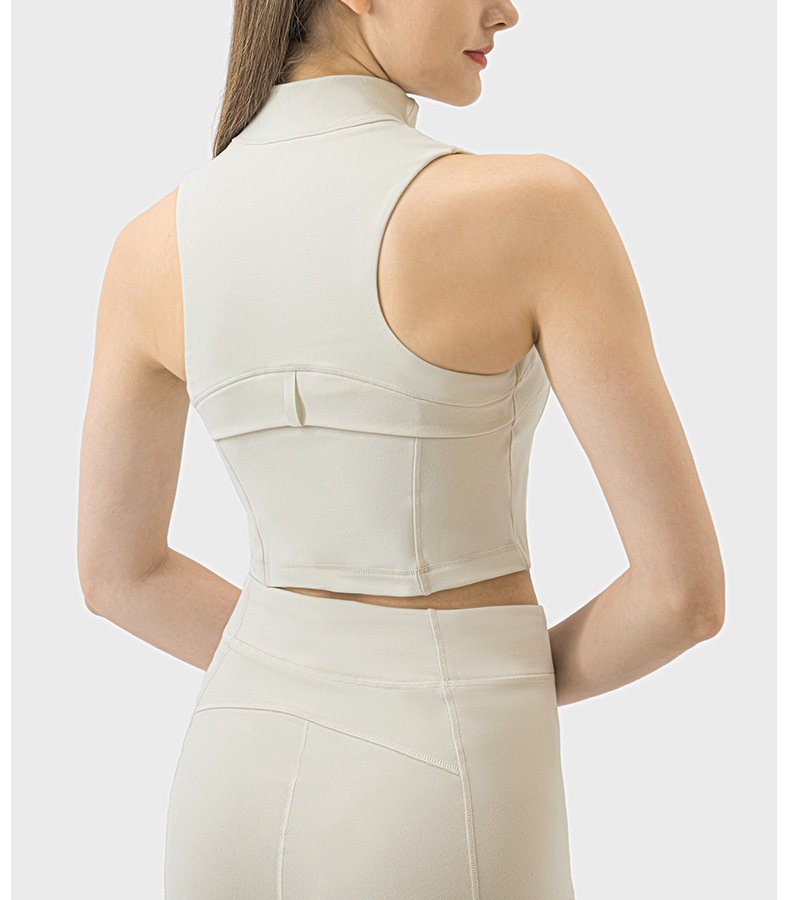Womens Yoga Cropped 87%nylon 13%spandex Sleeveless Jacket DSS093 print logo 29
