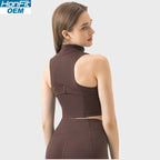 Womens Yoga Cropped 87%nylon 13%spandex Sleeveless Jacket DSS093 print logo 9