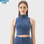 Womens Yoga Cropped 87%nylon 13%spandex Sleeveless Jacket DSS093 print logo 6