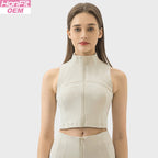 Womens Yoga Cropped 87%nylon 13%spandex Sleeveless Jacket DSS093 print logo 10