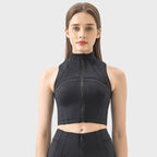 Womens Yoga Cropped 87%nylon 13%spandex Sleeveless Jacket DSS093 print logo 18