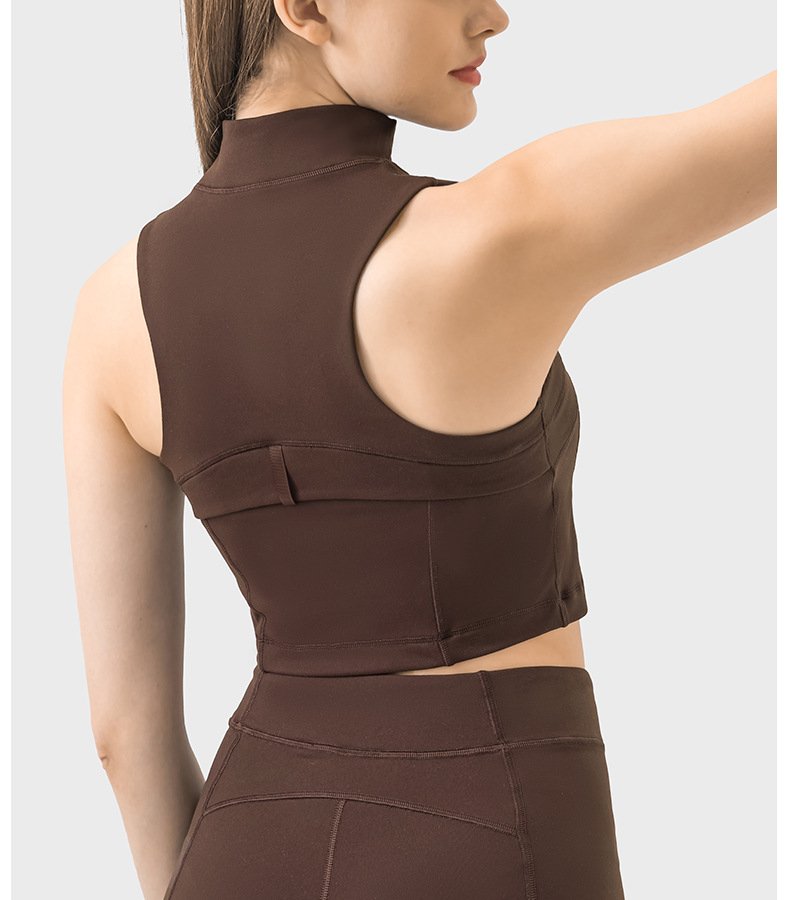 Womens Yoga Cropped 87%nylon 13%spandex Sleeveless Jacket DSS093 print logo 38