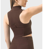 Womens Yoga Cropped 87%nylon 13%spandex Sleeveless Jacket DSS093 print logo 38