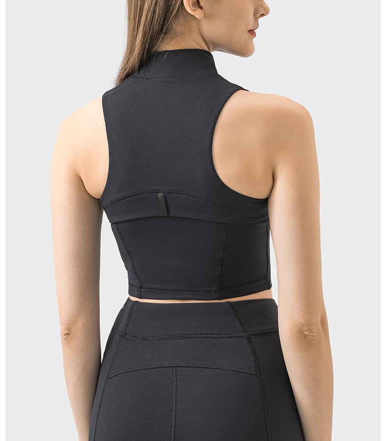 Womens Yoga Cropped 87%nylon 13%spandex Sleeveless Jacket DSS093 print logo 42