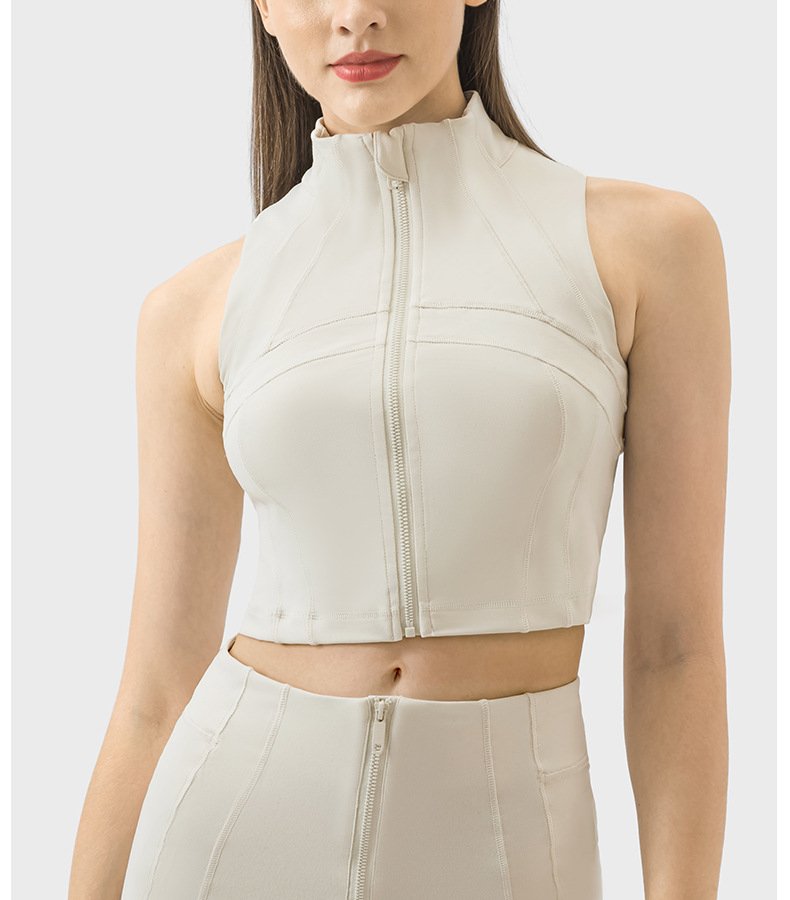 Womens Yoga Cropped 87%nylon 13%spandex Sleeveless Jacket DSS093 print logo 26