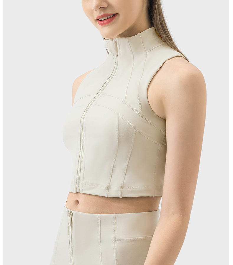 Womens Yoga Cropped 87%nylon 13%spandex Sleeveless Jacket DSS093 print logo 27