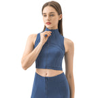 Womens Yoga Cropped 87%nylon 13%spandex Sleeveless Jacket DSS093 print logo 19