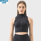 Womens Yoga Cropped 87%nylon 13%spandex Sleeveless Jacket DSS093 print logo 7