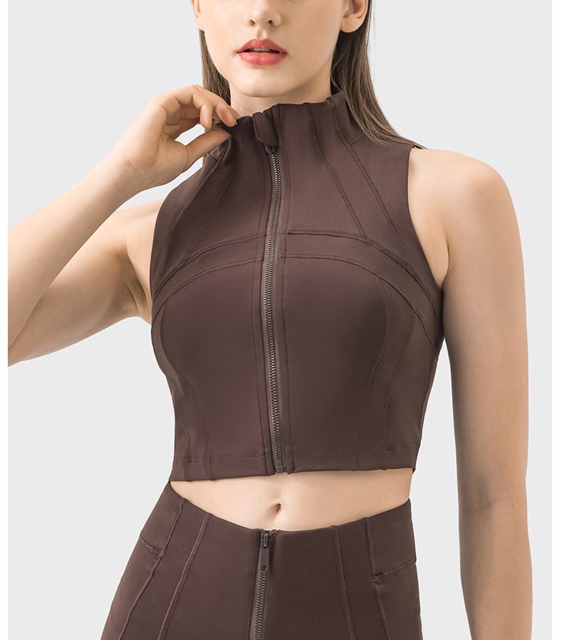 Womens Yoga Cropped 87%nylon 13%spandex Sleeveless Jacket DSS093 print logo 35