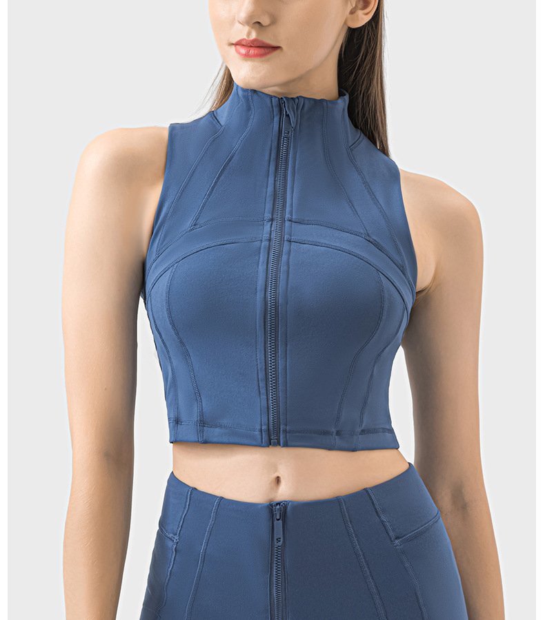 Womens Yoga Cropped 87%nylon 13%spandex Sleeveless Jacket DSS093 print logo 31