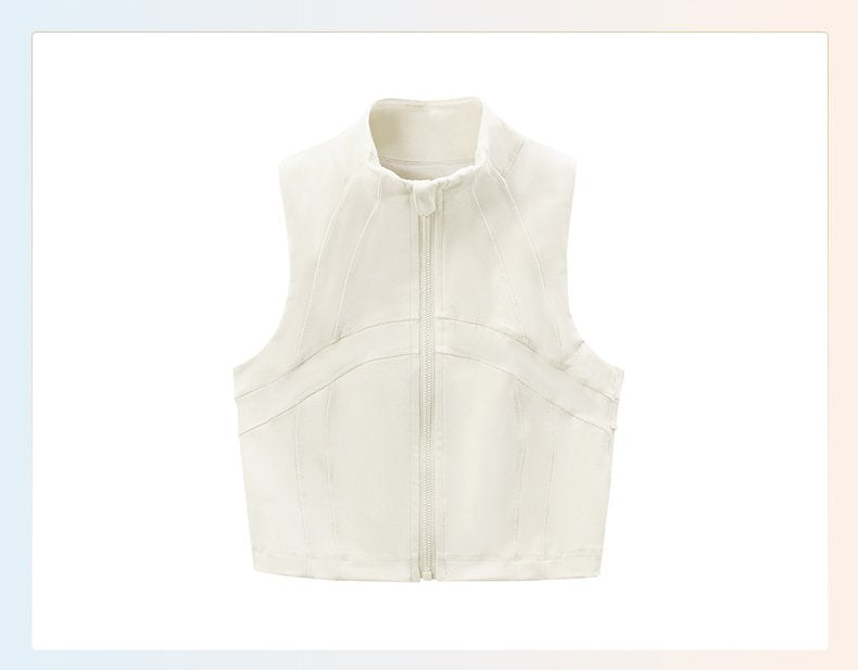Womens Yoga Cropped 87%nylon 13%spandex Sleeveless Jacket DSS093 print logo 43