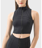 Womens Yoga Cropped 87%nylon 13%spandex Sleeveless Jacket DSS093 print logo 40