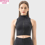 Womens Yoga Cropped 87%nylon 13%spandex Sleeveless Jacket DSS093 print logo 12