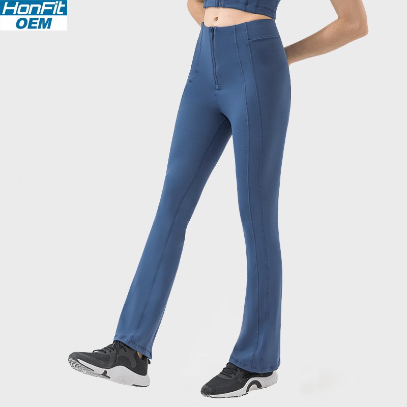 Womens Yoga Fitness 87%nylon 13%spandex Flared Leggings DSS094 print logo 6