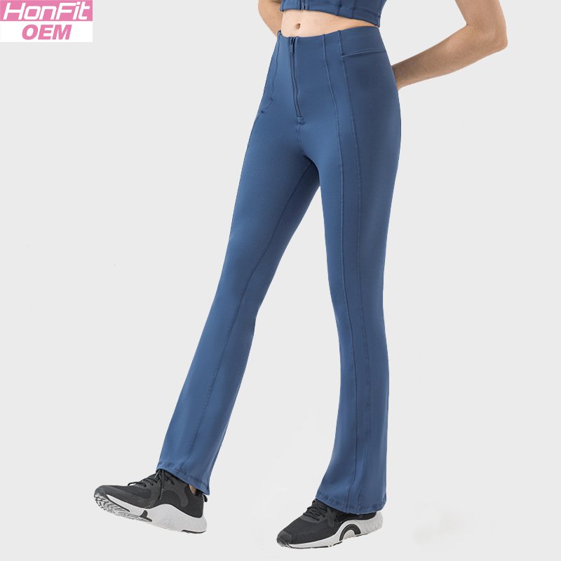 Womens Yoga Fitness 87%nylon 13%spandex Flared Leggings DSS094 print logo 11