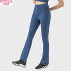 Womens Yoga Fitness 87%nylon 13%spandex Flared Leggings DSS094 print logo 11