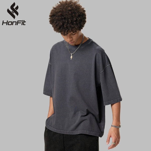 Mens Cropped 100%cotton T-SHIRTS DX8805 - Honfitwear