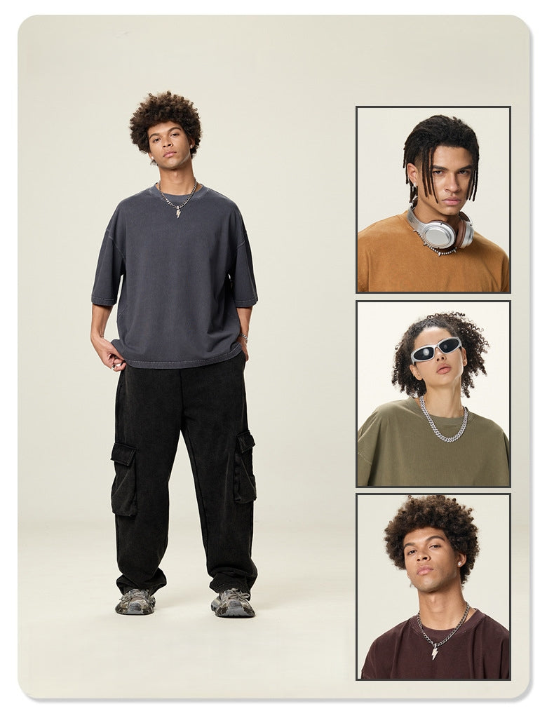 Mens Cropped 100%cotton T-SHIRTS DX8805