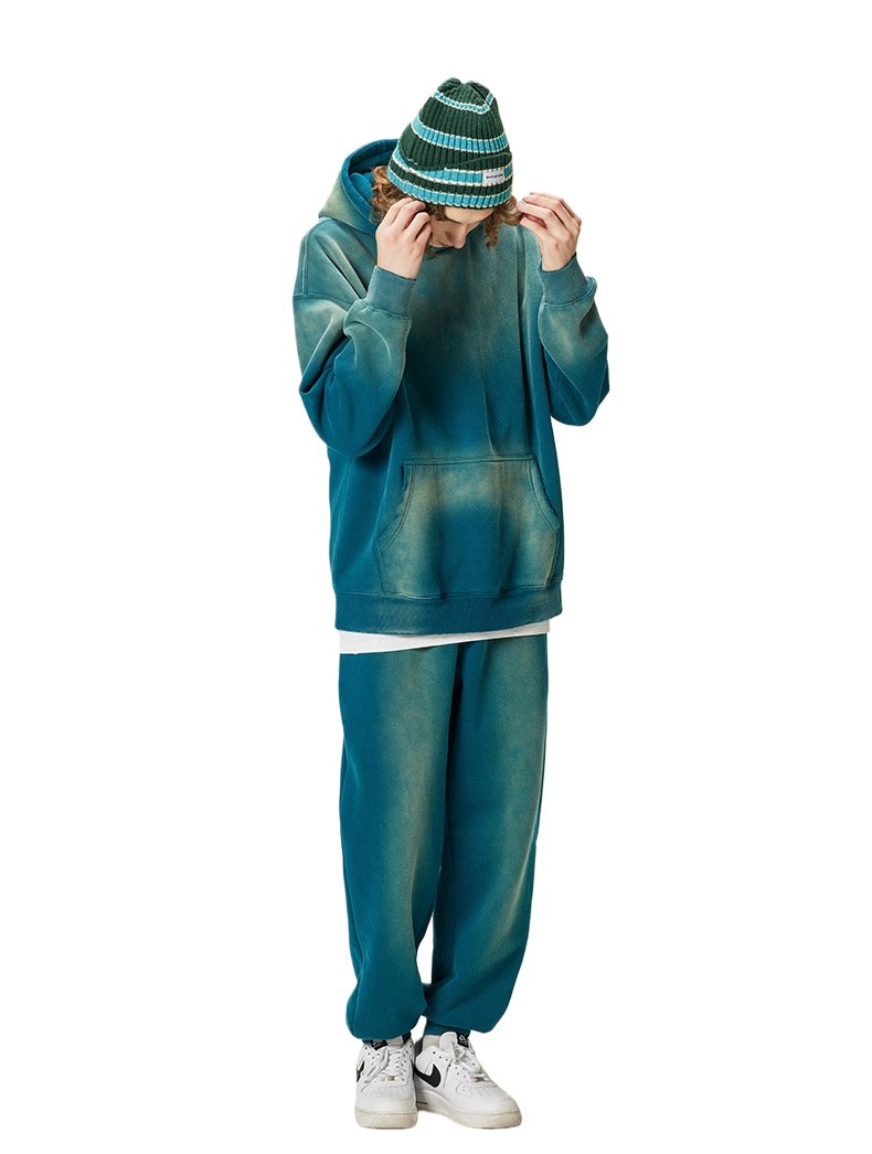 Mens Acid Washed 36.8%cotton 57.4%polyester 5.8%other fibers hoodie Sweatpants Set DY031-DK013 - hoodie print logo 53