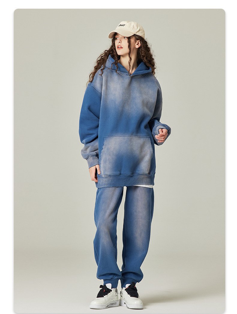 Mens Acid Washed 36.8%cotton 57.4%polyester 5.8%other fibers hoodie Sweatpants Set DY031-DK013 Set print logo 30