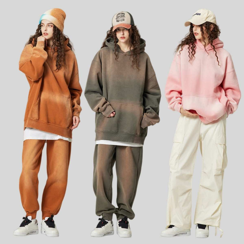 Mens Acid Washed 36.8%cotton 57.4%polyester 5.8%other fibers hoodie Sweatpants Set DY031-DK013 - hoodie print logo 15
