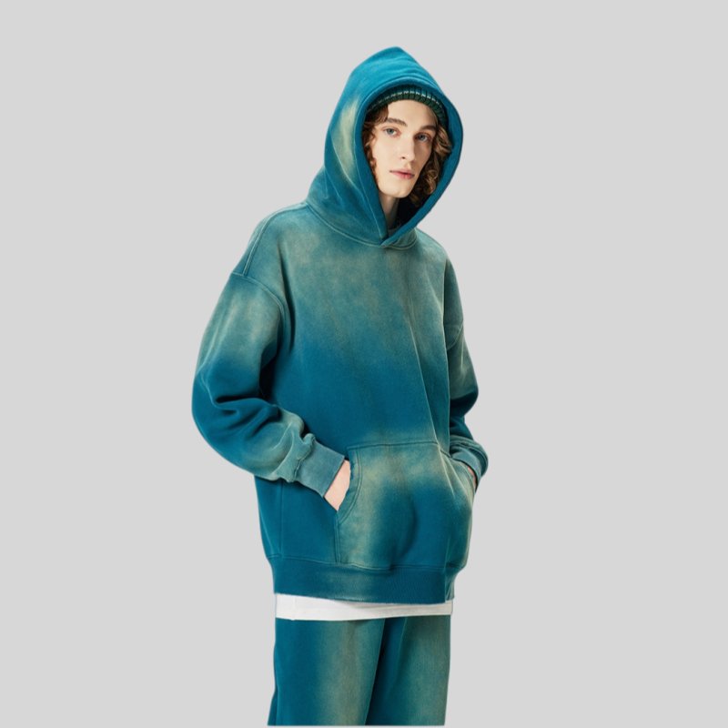 Mens Acid Washed 36.8%cotton 57.4%polyester 5.8%other fibers hoodie Sweatpants Set DY031-DK013 - hoodie print logo 52