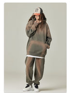 Mens Acid Washed 36.8%cotton 57.4%polyester 5.8%other fibers hoodie Sweatpants Set DY031-DK013 Set print logo 36