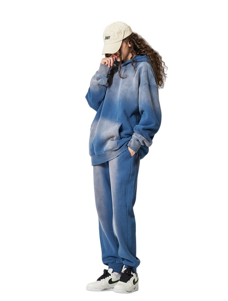 Mens Acid Washed 36.8%cotton 57.4%polyester 5.8%other fibers hoodie Sweatpants Set DY031-DK013 - hoodie print logo 32