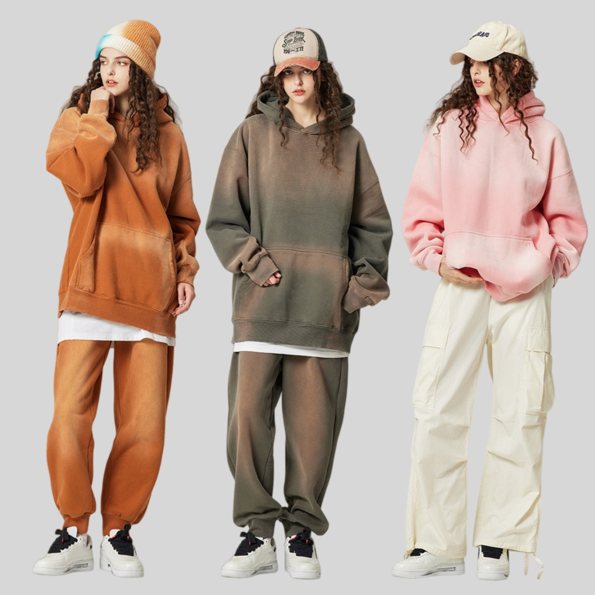 Mens Acid Washed 36.8%cotton 57.4%polyester 5.8%other fibers hoodie Sweatpants Set DY031-DK013