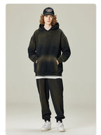 Mens Acid Washed 36.8%cotton 57.4%polyester 5.8%other fibers hoodie Sweatpants Set DY031-DK013 - Honfitwear