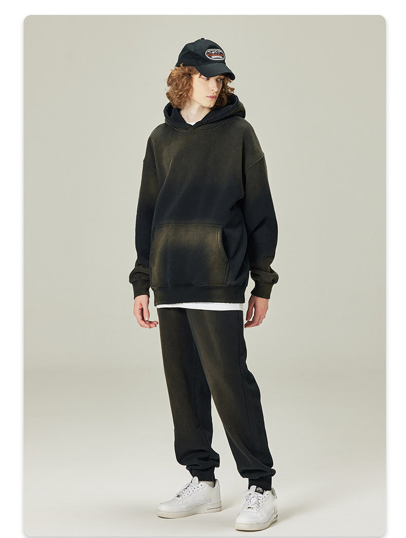 Mens Acid Washed 36.8%cotton 57.4%polyester 5.8%other fibers hoodie Sweatpants Set DY031-DK013