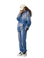 Mens Acid Washed 36.8%cotton 57.4%polyester 5.8%other fibers hoodie Sweatpants Set DY031-DK013