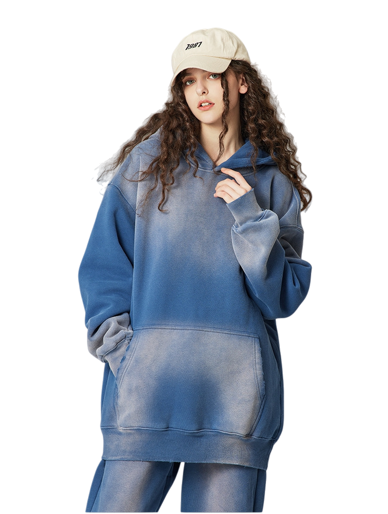 Mens Acid Washed 36.8%cotton 57.4%polyester 5.8%other fibers hoodie Sweatpants Set DY031-DK013