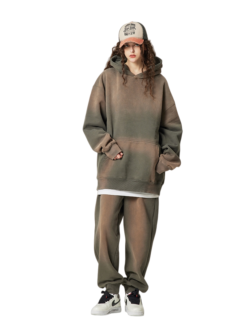 Mens Acid Washed 36.8%cotton 57.4%polyester 5.8%other fibers hoodie Sweatpants Set DY031-DK013