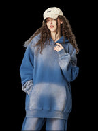 Mens Acid Washed 36.8%cotton 57.4%polyester 5.8%other fibers hoodie Sweatpants Set DY031-DK013 - Honfitwear