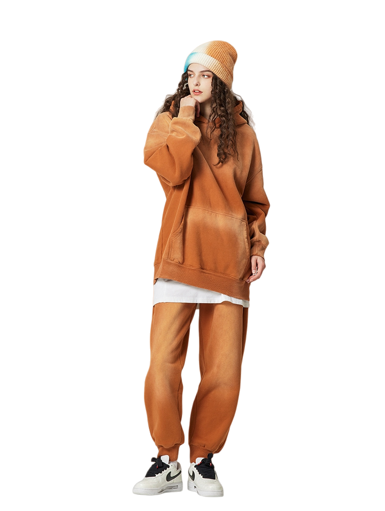 Mens Acid Washed 36.8%cotton 57.4%polyester 5.8%other fibers hoodie Sweatpants Set DY031-DK013
