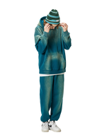 Mens Acid Washed 36.8%cotton 57.4%polyester 5.8%other fibers hoodie Sweatpants Set DY031-DK013