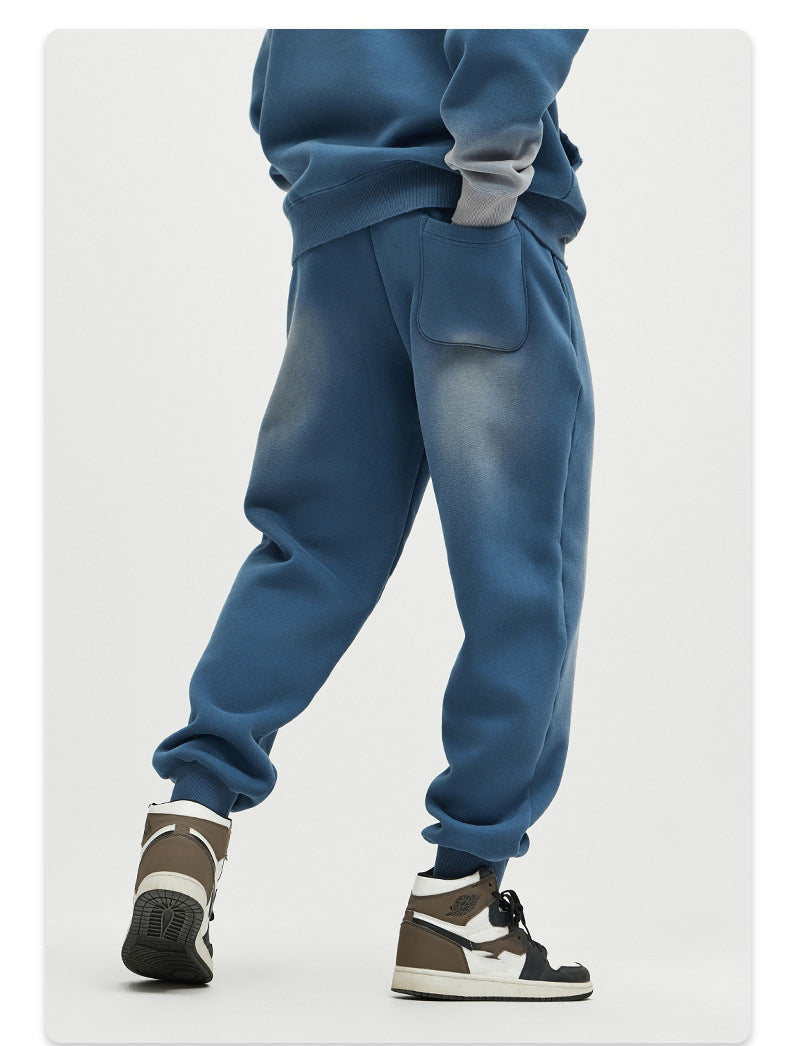 Mens Acid Washed 36.8%cotton 57.4%polyester 5.8%other fibers hoodie Sweatpants Set DY031-DK013