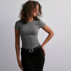 Womens Sports Fitness 80%Polyamide 20%Elastane Baby Tee E24T0169 print logo 1