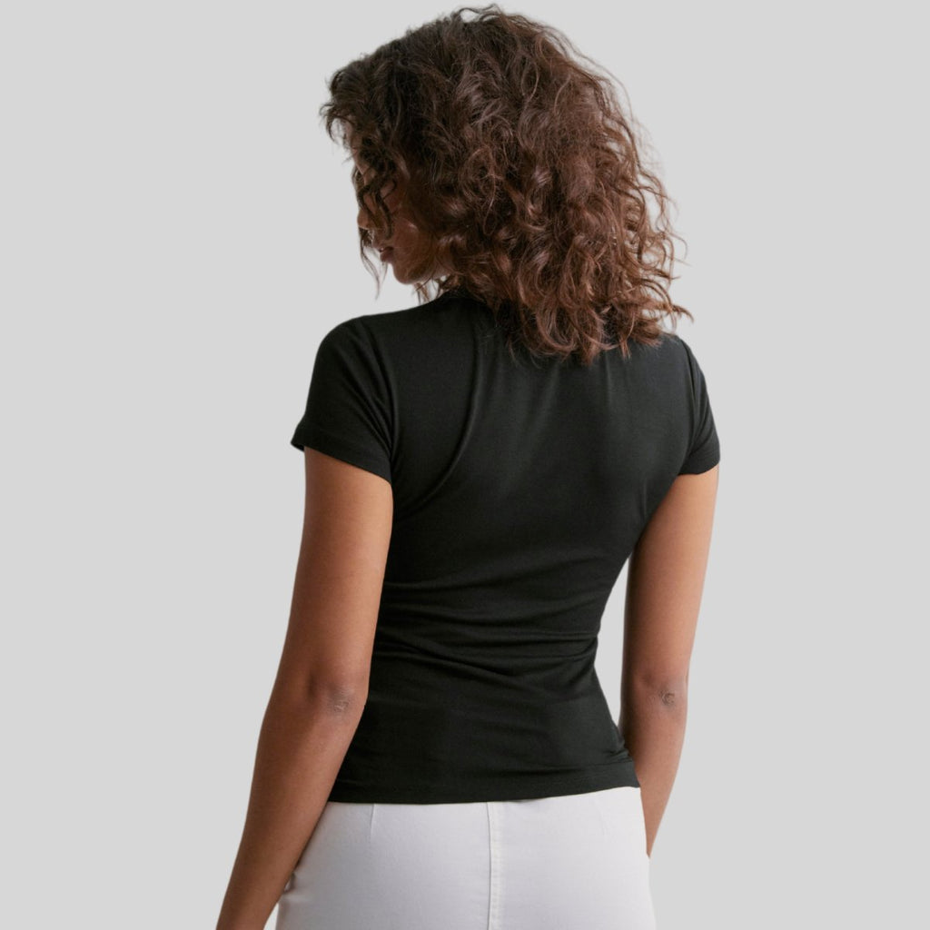 Womens Sports Fitness 80%Polyamide 20%Elastane Baby Tee E24T0169 print logo 2