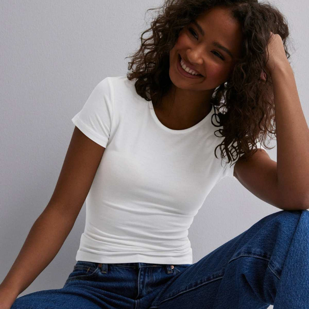 Womens Sports Fitness 80%Polyamide 20%Elastane Baby Tee E24T0169 print logo 11