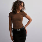 Womens Sports Fitness 80%Polyamide 20%Elastane Baby Tee E24T0169 print logo 3
