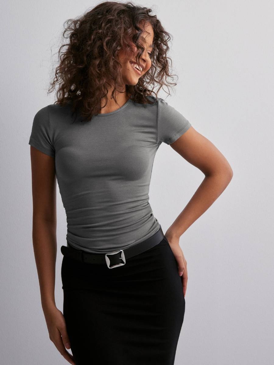 Womens Sports Fitness 80%Polyamide 20%Elastane Baby Tee E24T0169 print logo 39