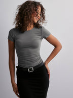 Womens Sports Fitness 80%Polyamide 20%Elastane Baby Tee E24T0169 print logo 39