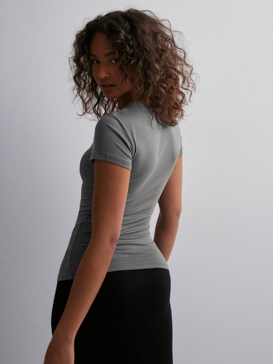Womens Sports Fitness 80%Polyamide 20%Elastane Baby Tee E24T0169 print logo 40