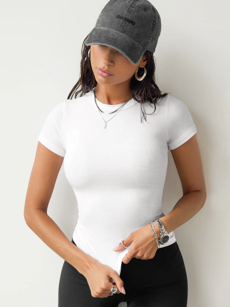 Womens Sports Casual 92%Viscose   8%Elastane Baby Tee E24T0335 print logo 27